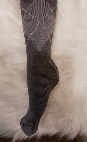 Knee High Socks In Argyle Pattern In Gray and Pink Size S/M - Picture 11 of 12